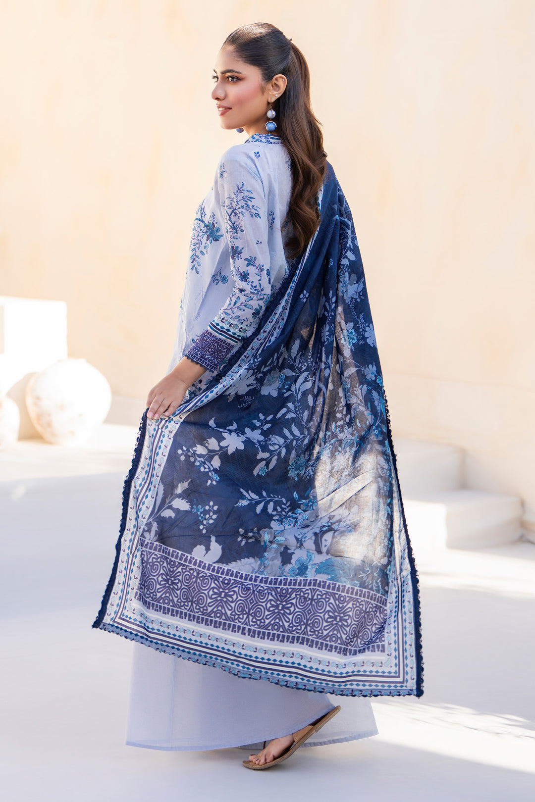 Ice Blue 3 Piece Unstitched Premium Lawn - SU25V9-S1 - JACQUARD CLOTHING