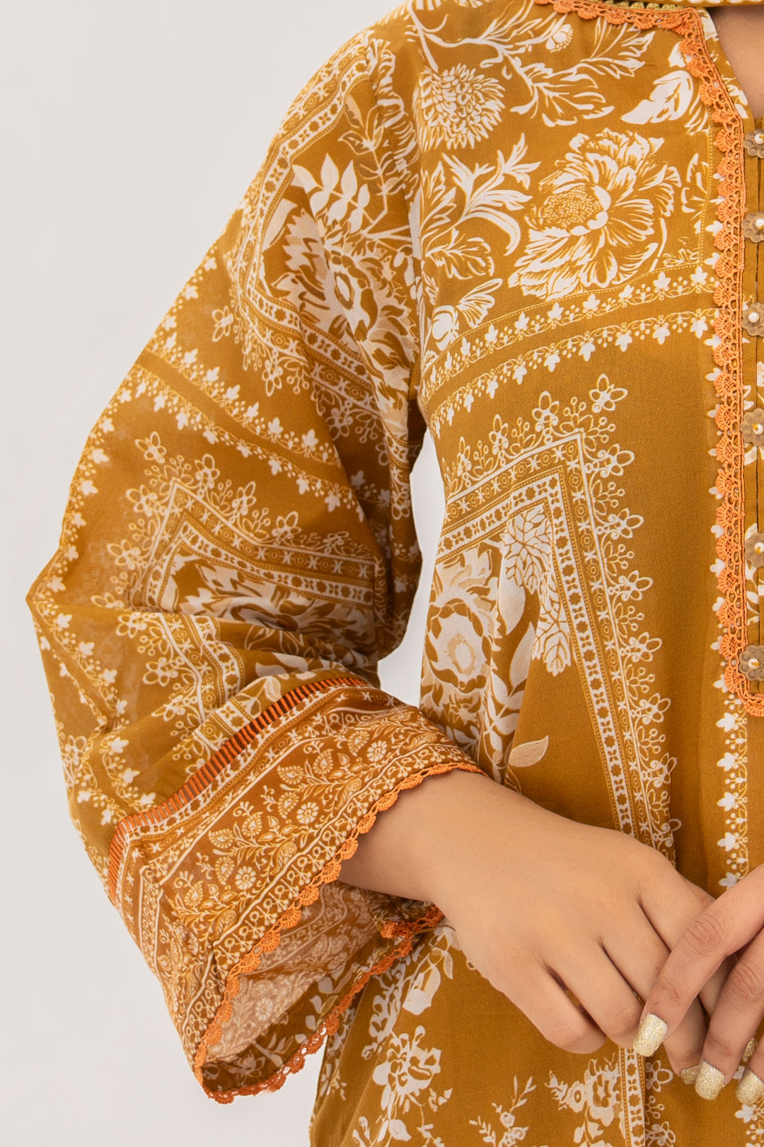 Mustard 3 Piece Unstitched Premium Lawn - SU25V6-S7 - JACQUARD CLOTHING