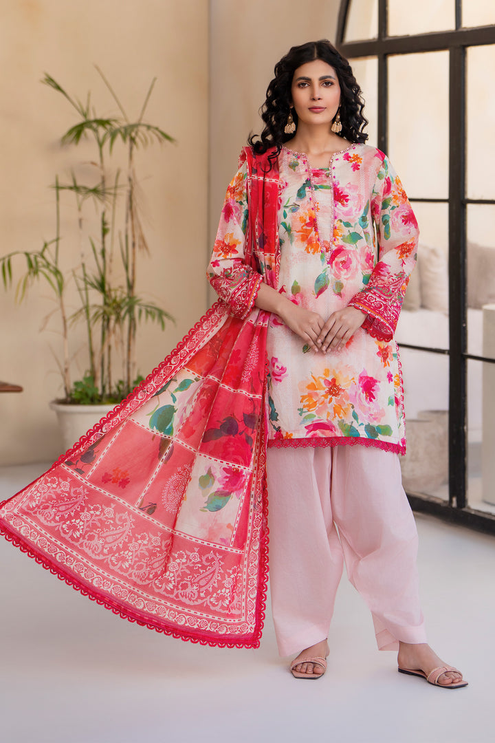 Pink 3 Piece Unstitched Premium Lawn - SU25V1-S9 - JACQUARD CLOTHING