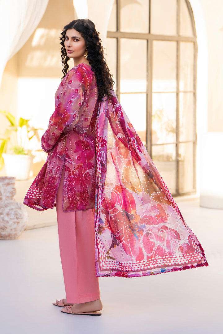 Pink 3 Piece Unstitched Premium Lawn - SU25V4-S4 - JACQUARD CLOTHING
