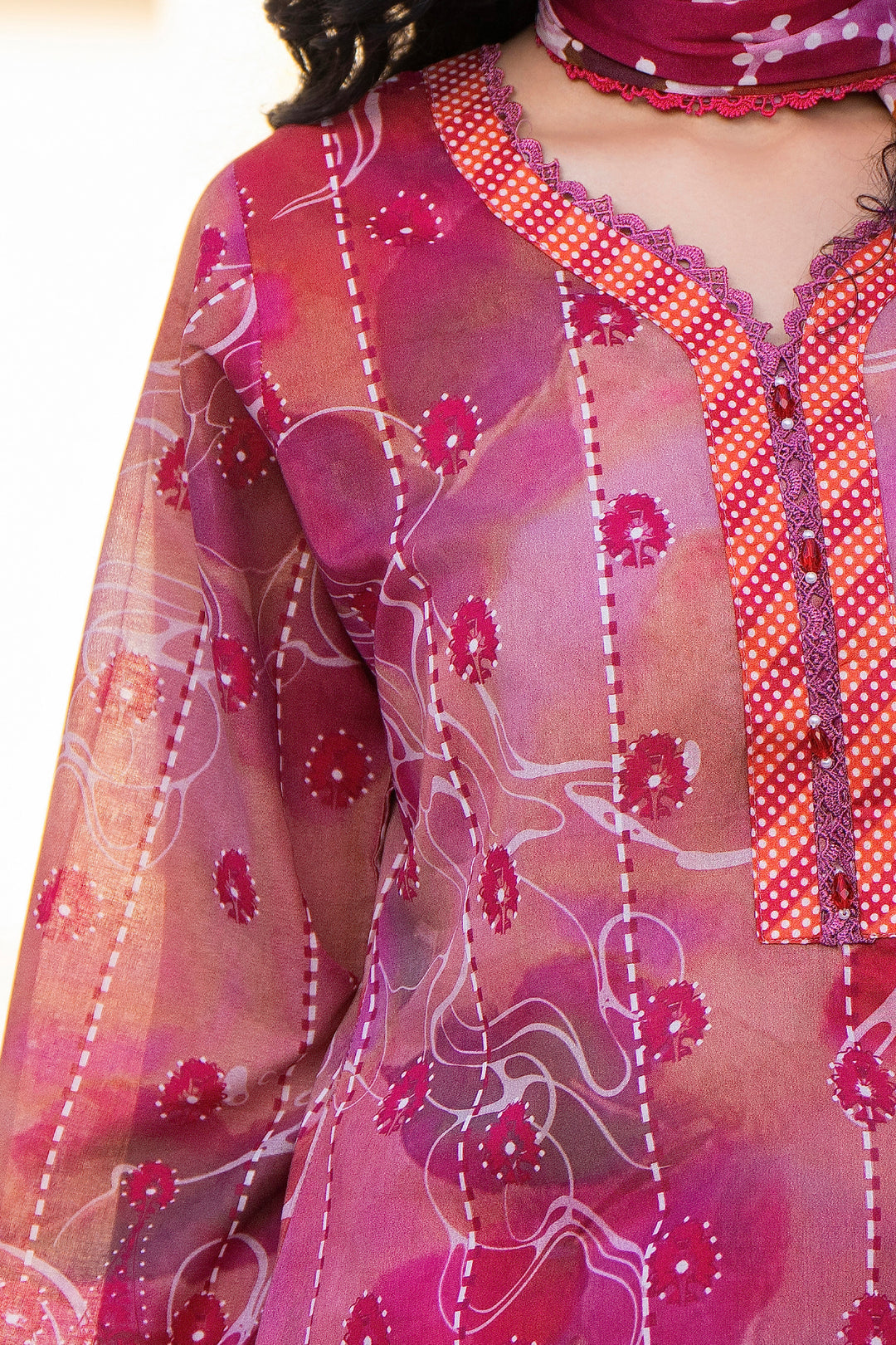 Pink 3 Piece Unstitched Premium Lawn - SU25V4-S4 - JACQUARD CLOTHING