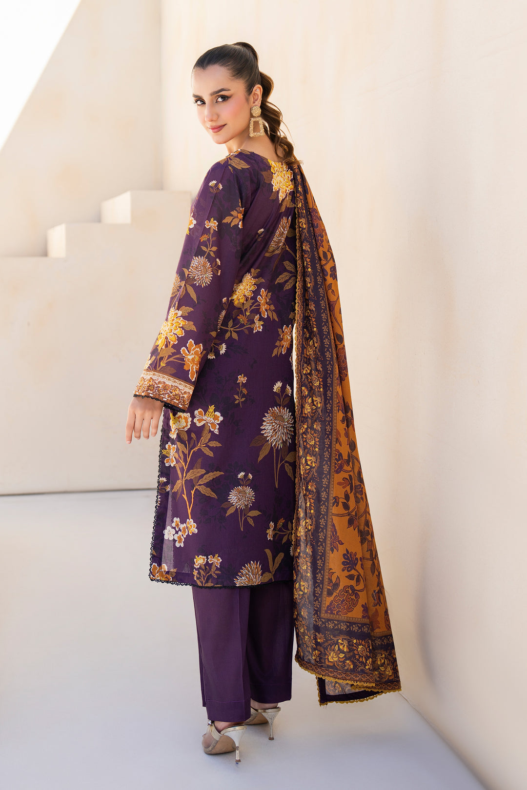 Plum 3 Piece Unstitched Premium Lawn - SU25V4-S10 - JACQUARD CLOTHING