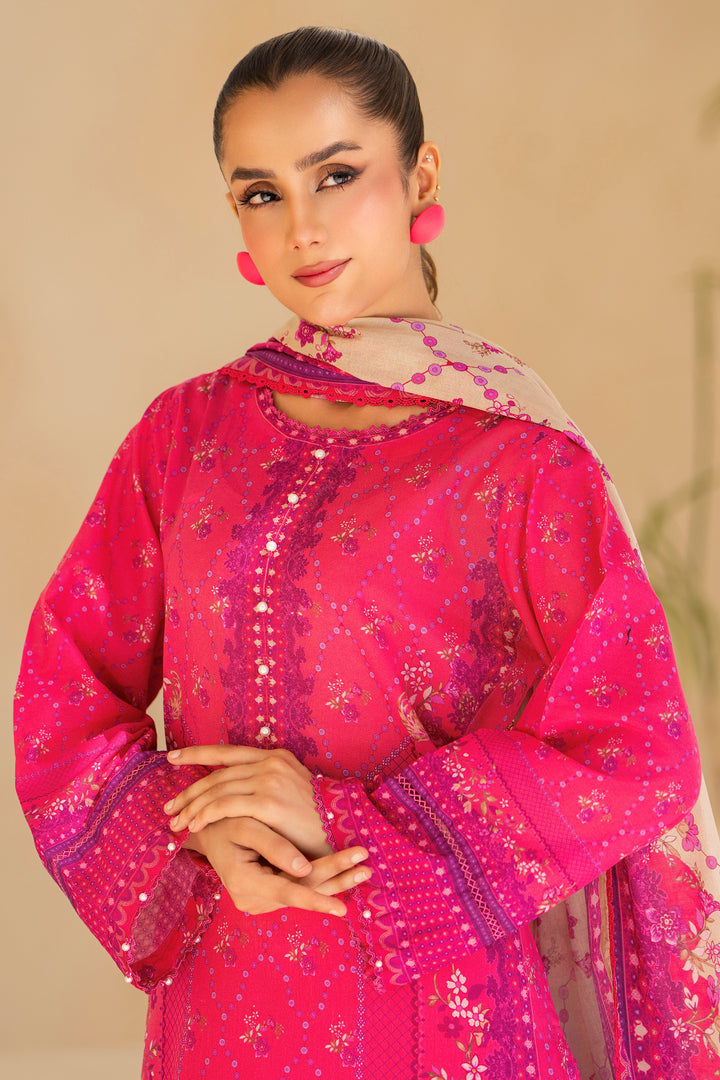 Raspberry 3 Piece Unstitched Premium Lawn - SU25V1-S10 - JACQUARD CLOTHING
