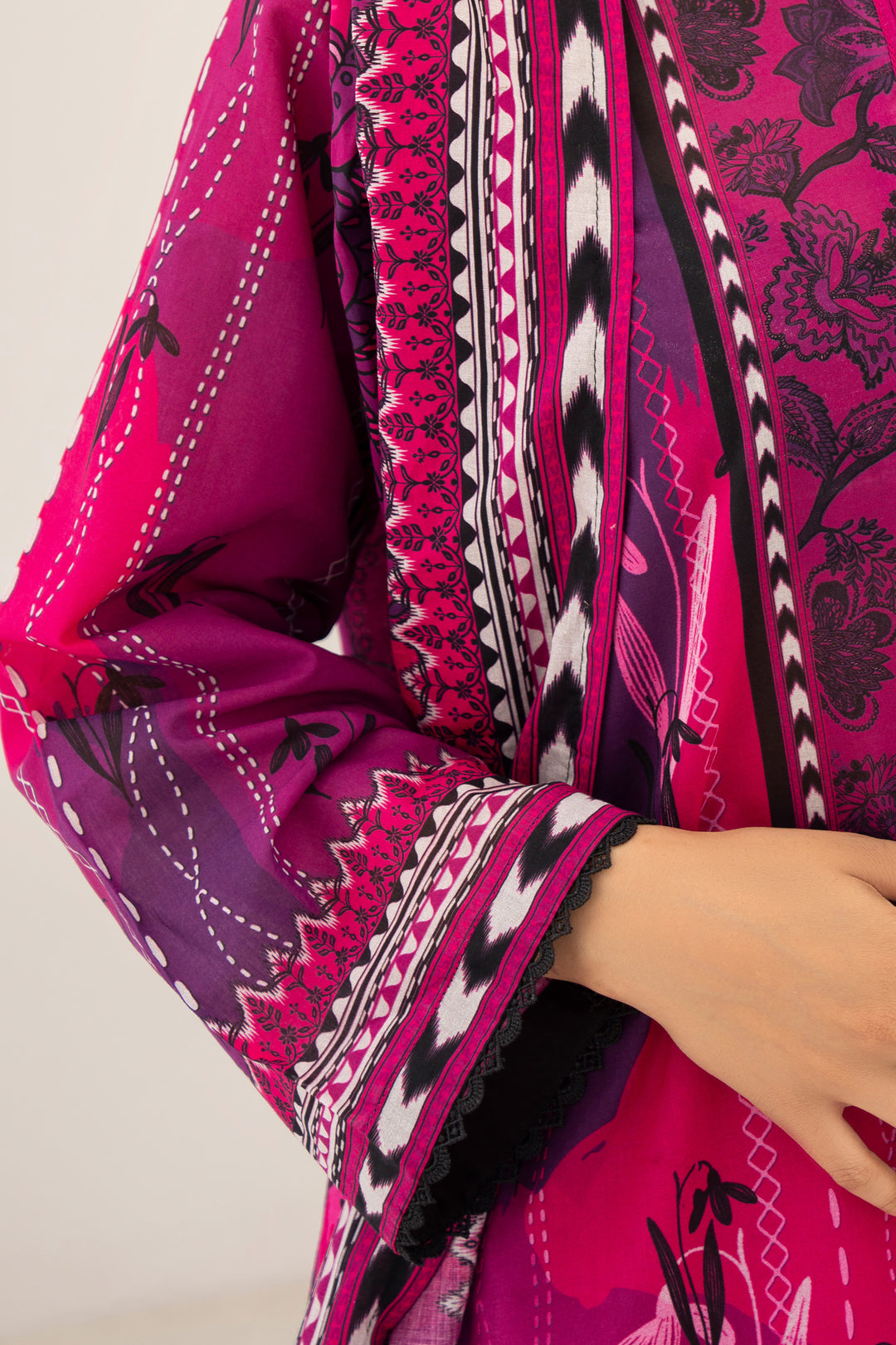 Raspberry 3 Piece Unstitched Premium Lawn - SU25V6-S10 - JACQUARD CLOTHING