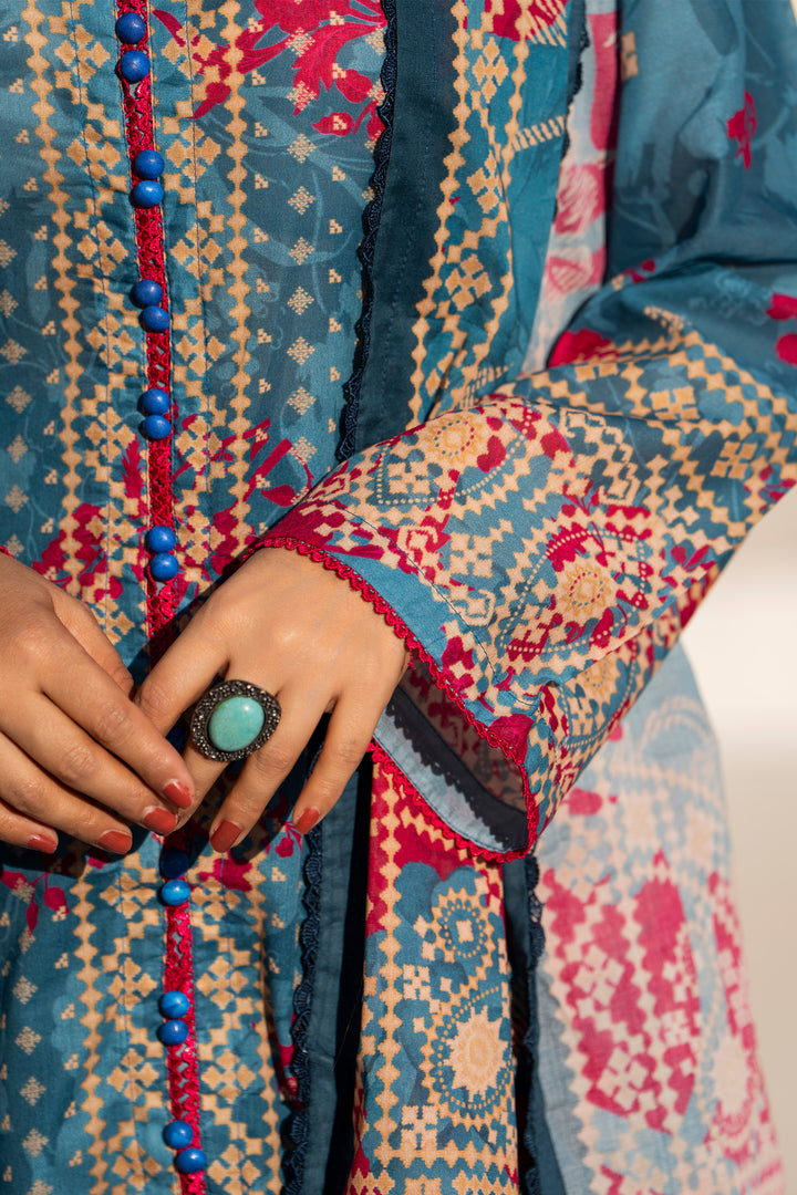 Teal 3 Piece Unstitched Premium Lawn - SU25V1-S3 - JACQUARD CLOTHING