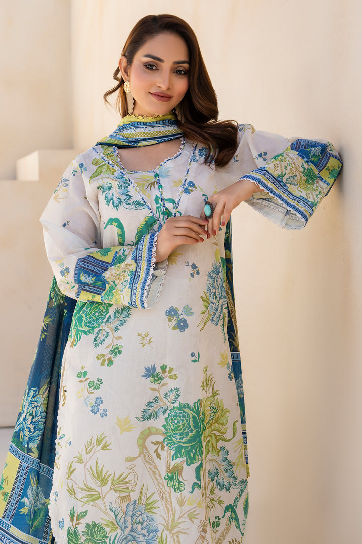 White 3 Piece Unstitched Premium Lawn - SU25V2-S9 - JACQUARD CLOTHING
