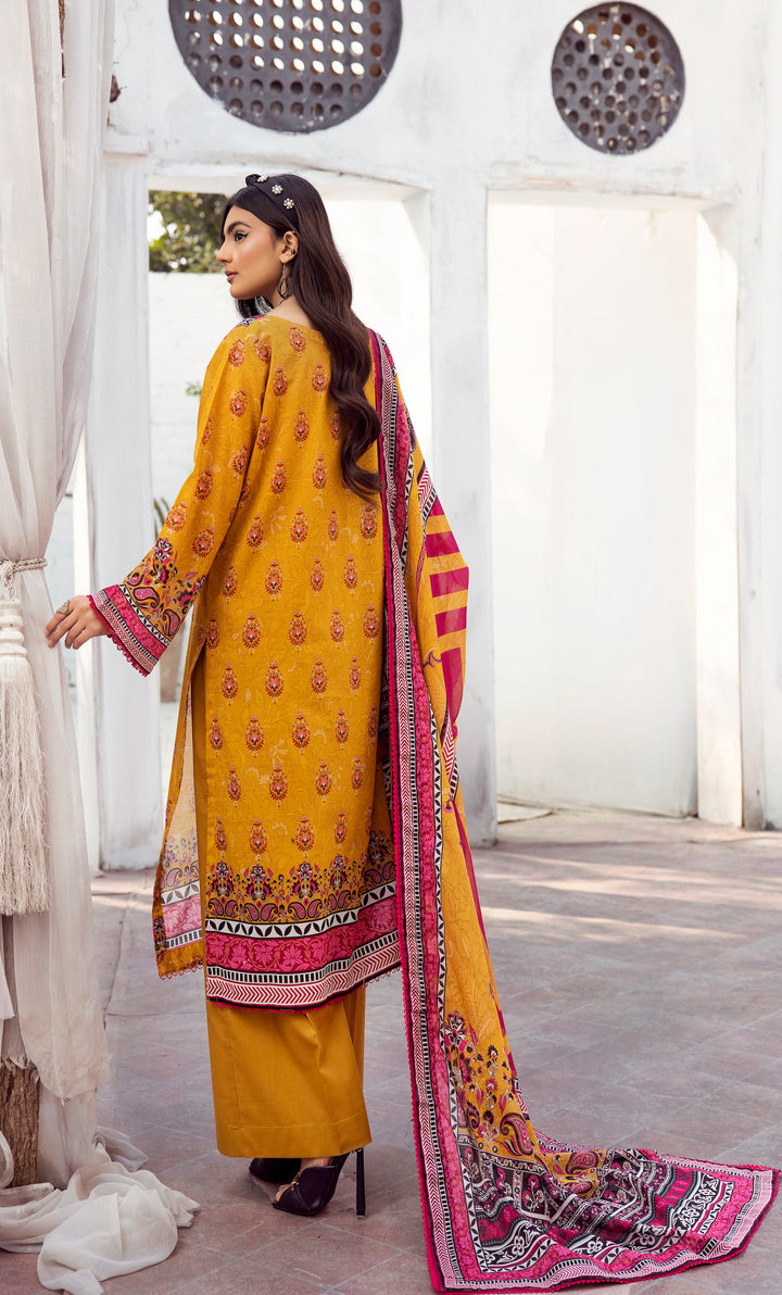 BAZM E DINARA | 3PC UNSTITCHED | PRINTED  LAWN SUMMER 2024 BY JACQUARD