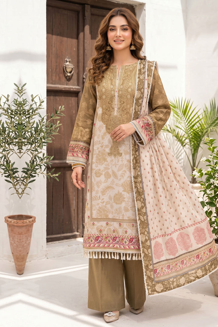 3 Piece Unstitched Olive Premium Lawn