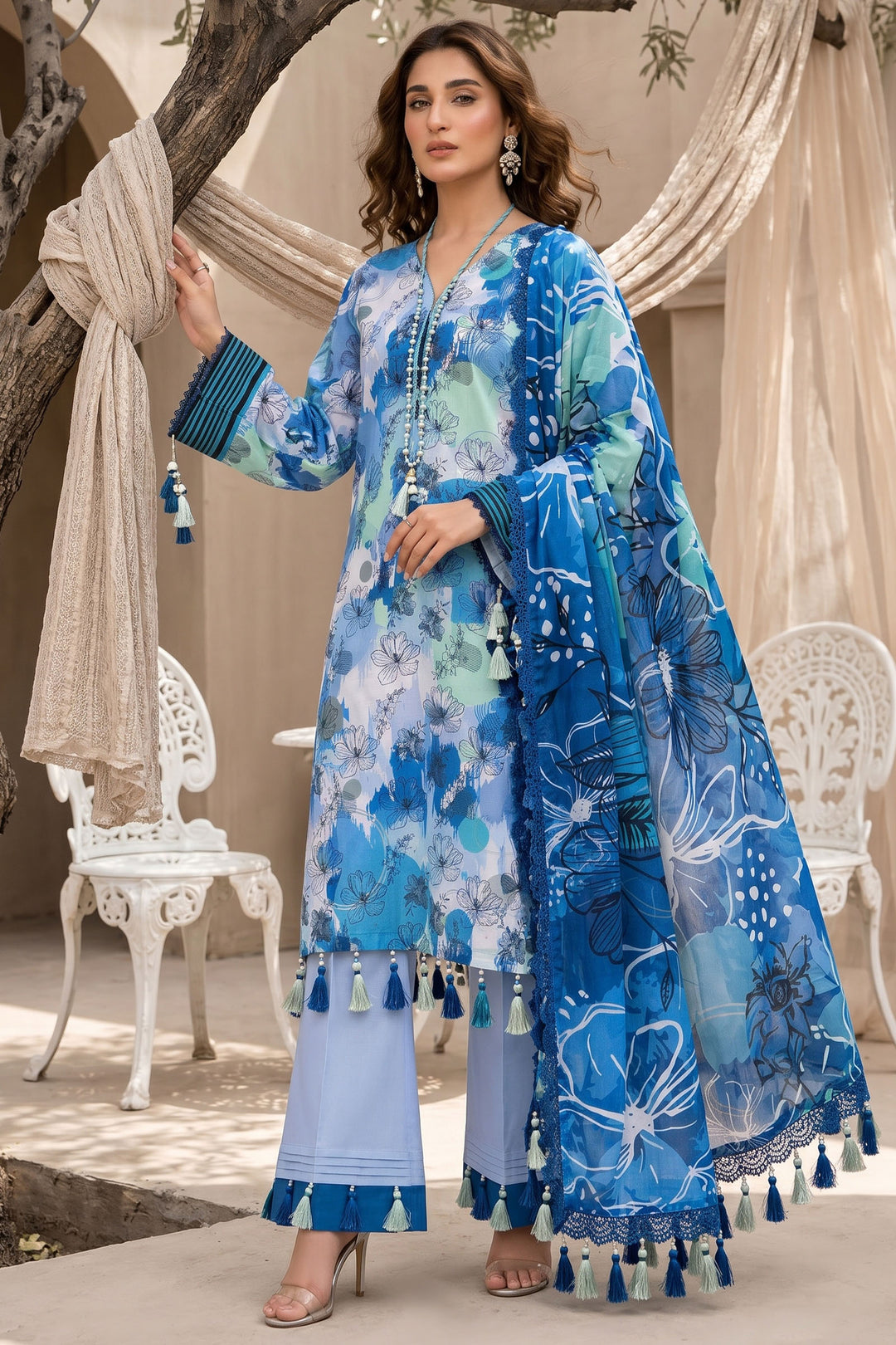 3 Piece Unstitched Lavender Premium Lawn
