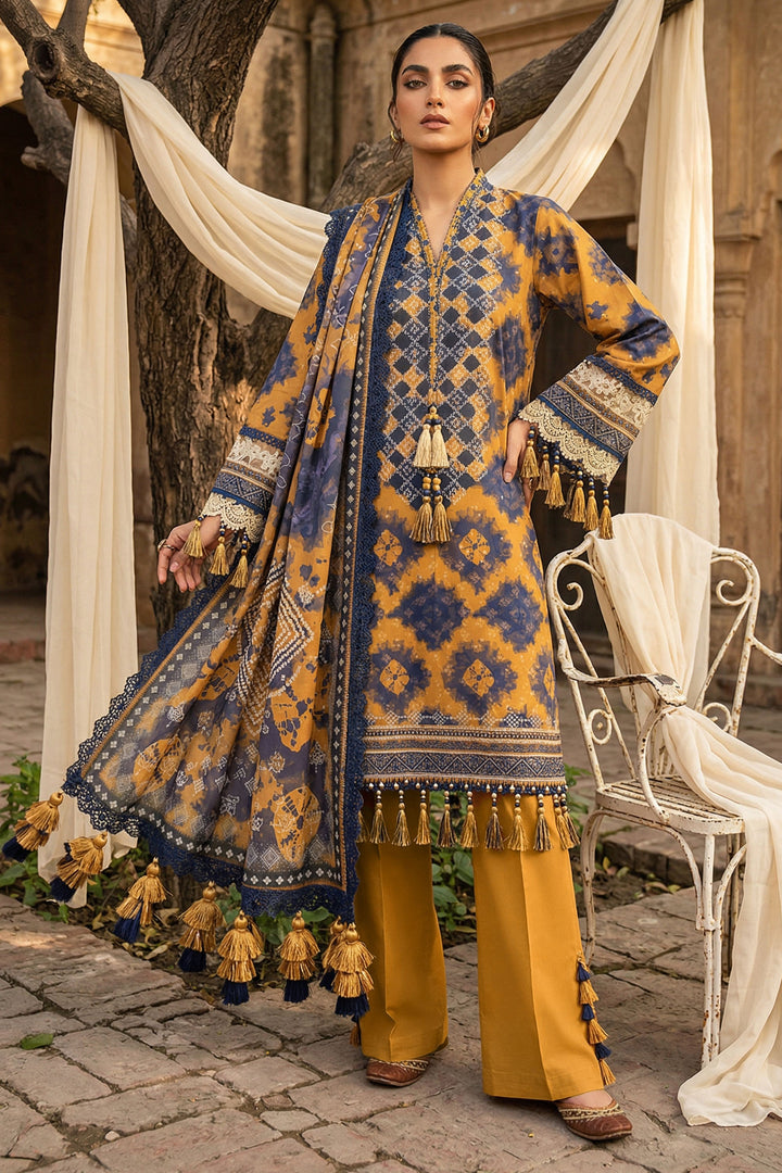 Yellow 3 Piece Unstitched Premium Printed Lawn