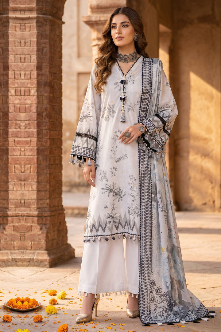 3 Piece Unstitched Gray Premium Lawn