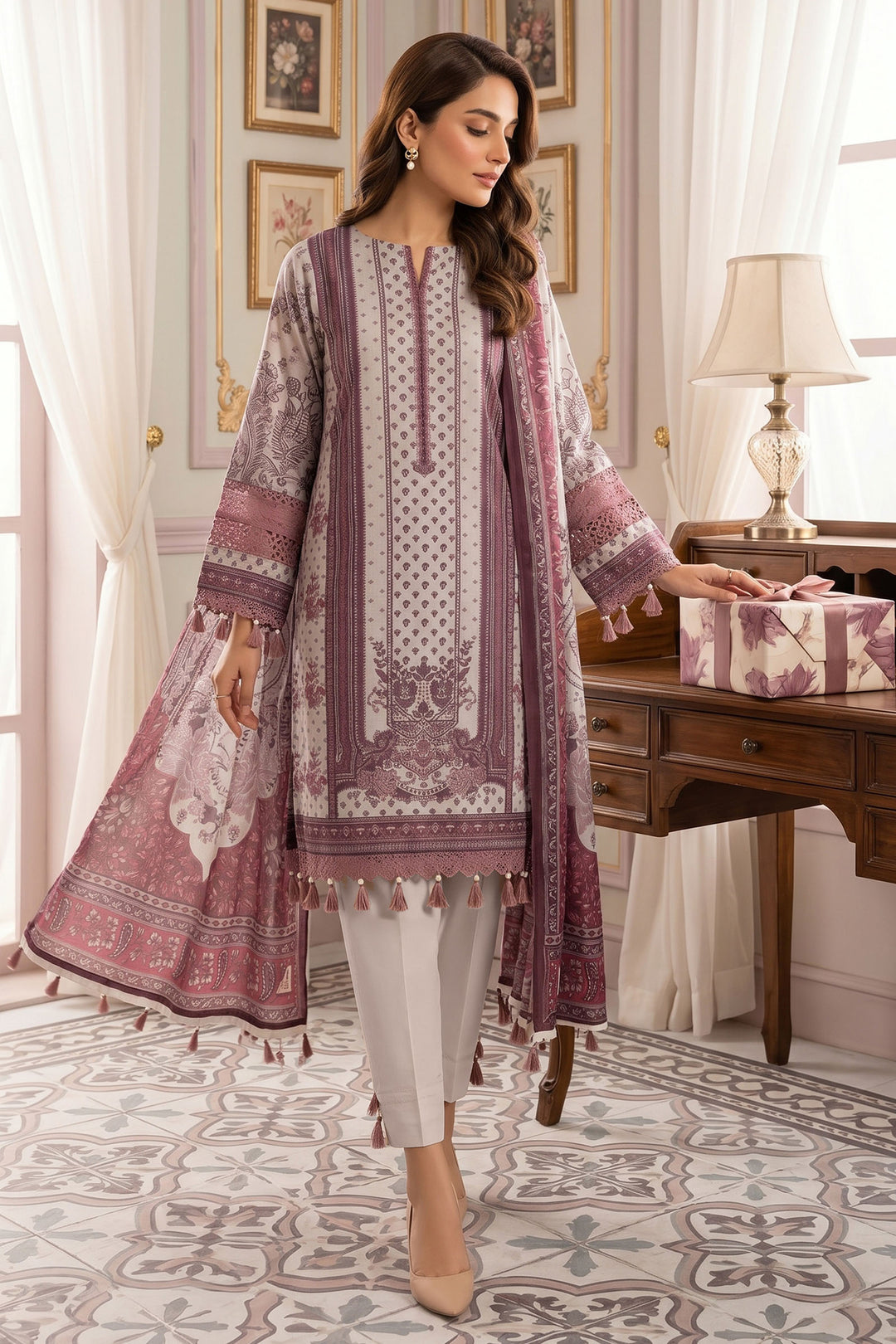 Clam Shell 3 Piece Unstitched Premium Printed Lawn