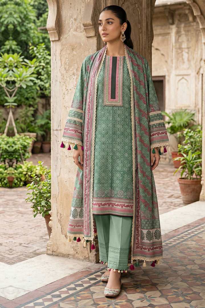 Laurel Green 3 Piece Unstitched Premium Printed Lawn