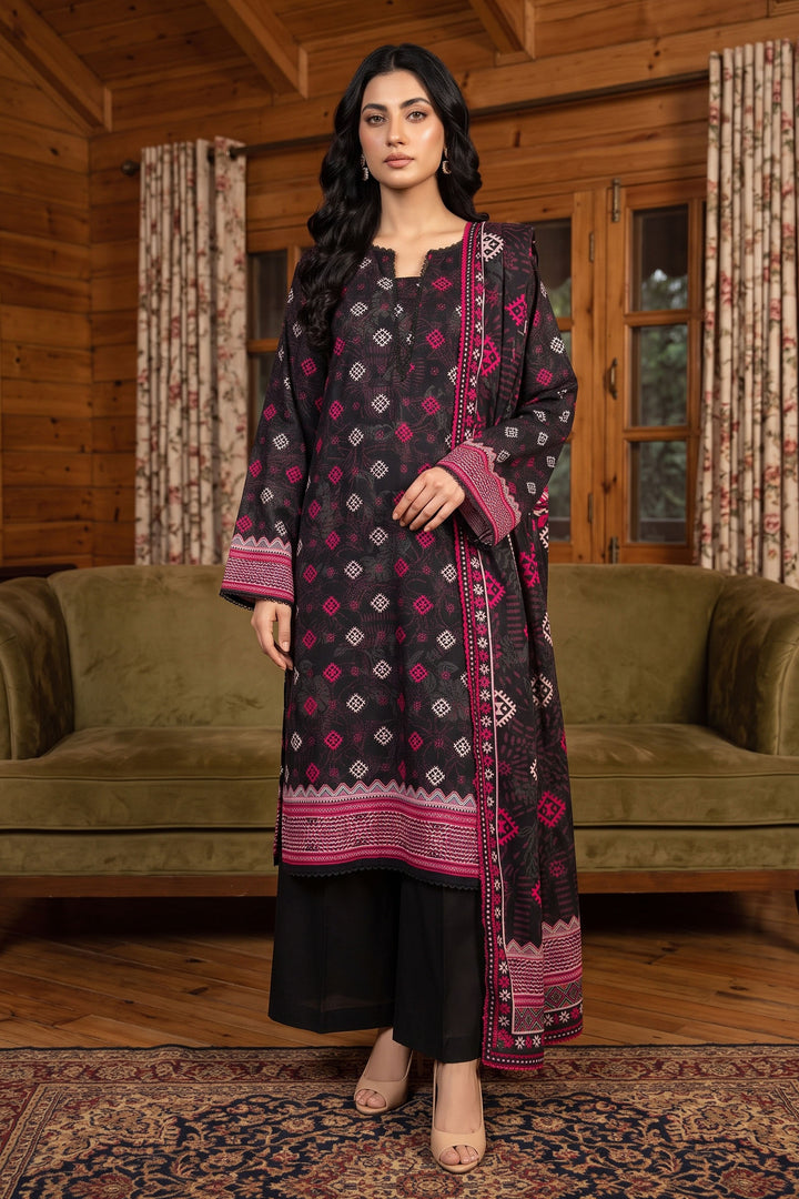 3 Piece Unstitched Black Premium Linen
