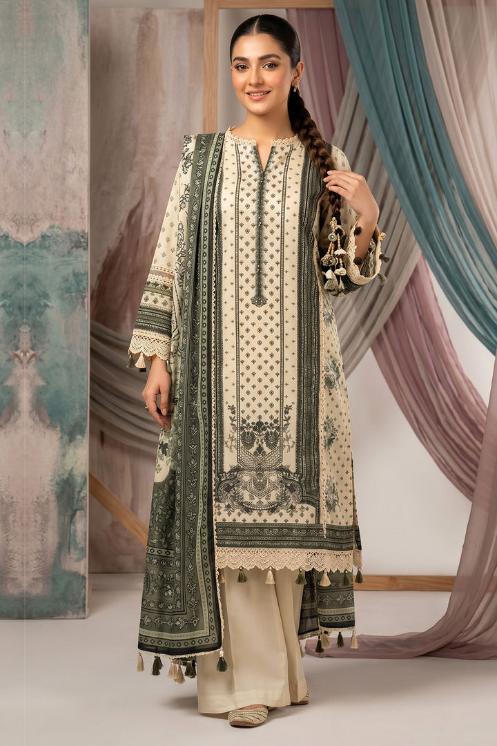Antique White 3 Piece Unstitched Premium Printed Lawn