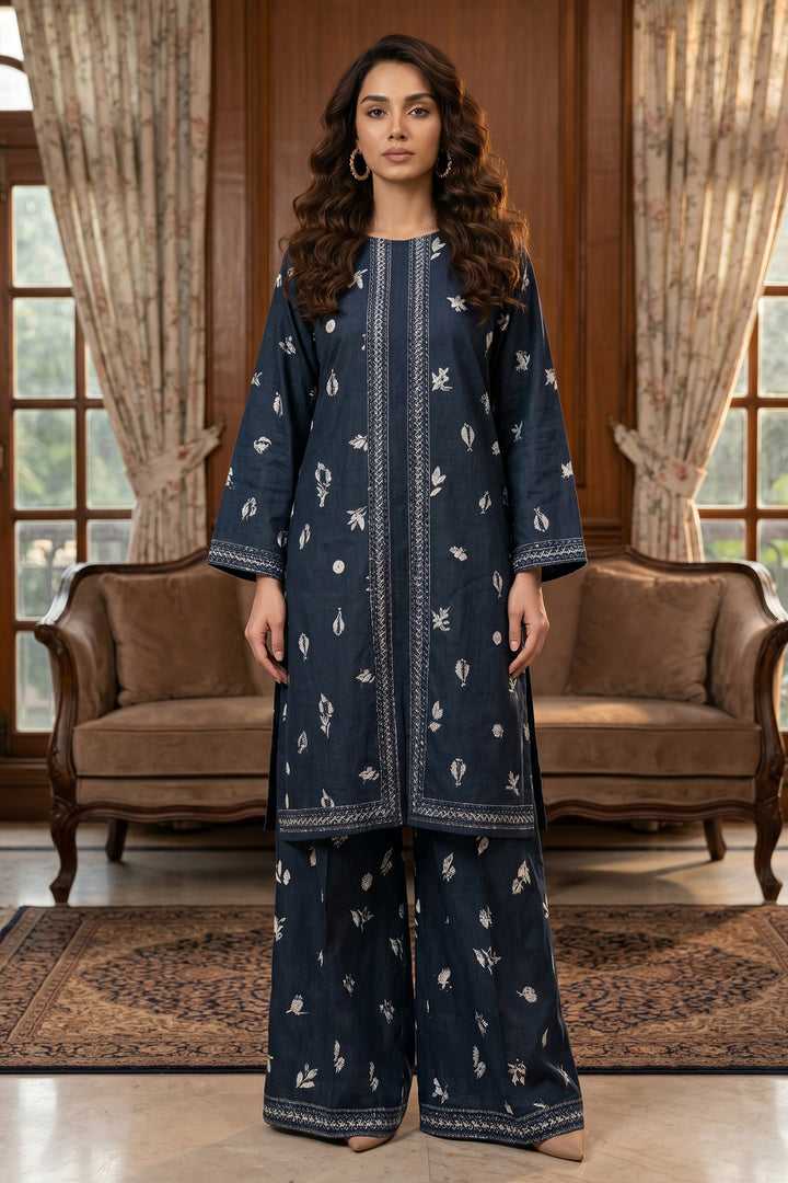 Charcoal 2 Piece Unstitched Printed Cambric Co-Ord Set