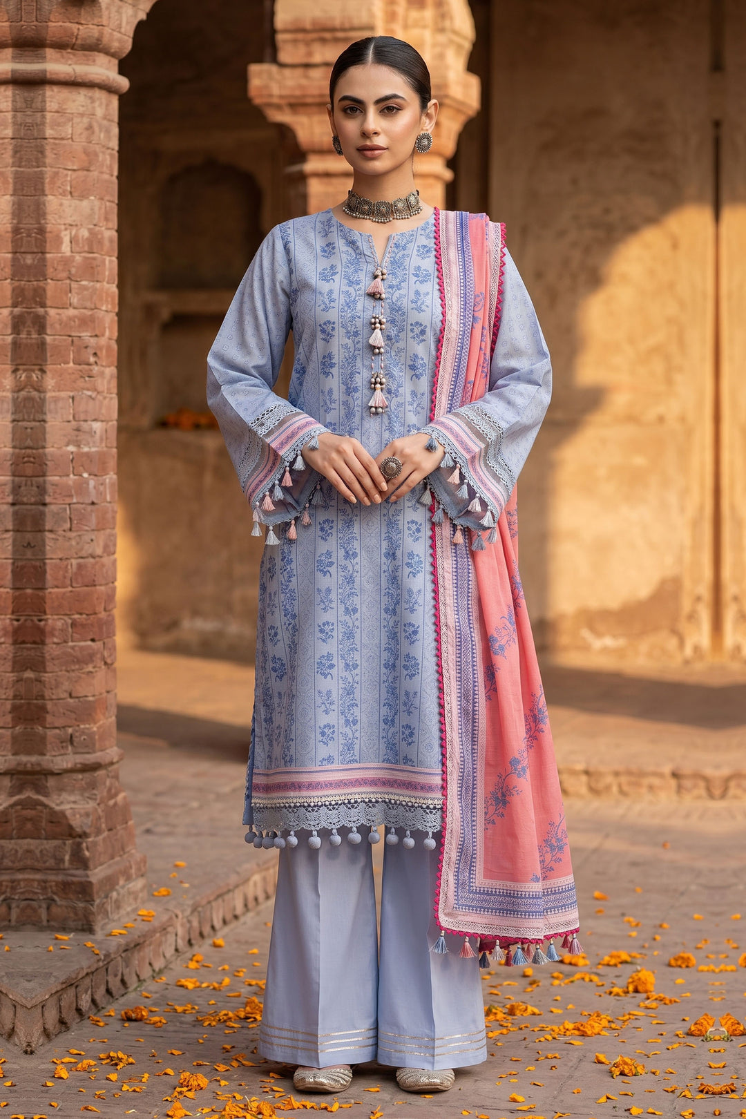 3 Piece Unstitched Purple Premium Lawn