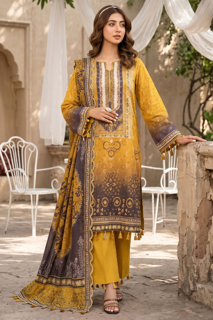 3 Piece Unstitched Yellow Premium Lawn
