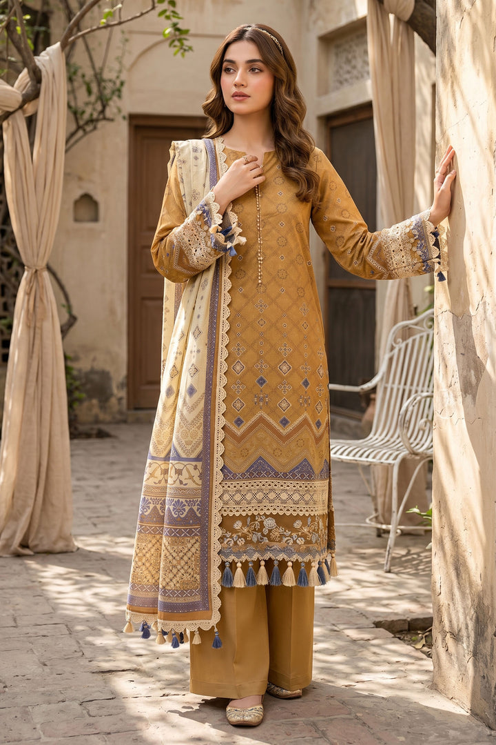 Mustard 3 Piece Unstitched Premium Printed Lawn