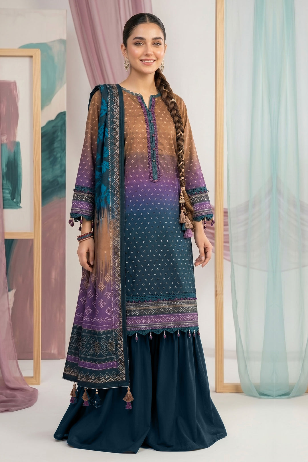 Gradient 3 Piece Unstitched Premium Printed Lawn