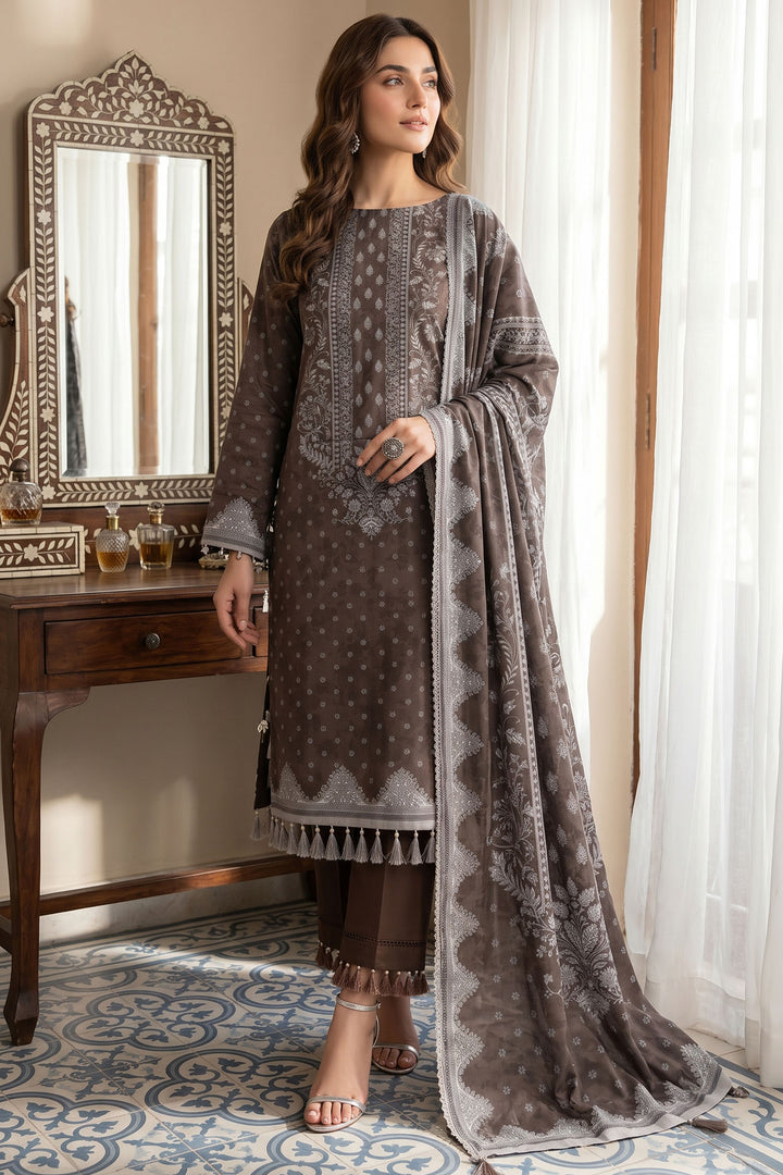 Congo Brown 3 Piece Unstitched Premium Printed Lawn