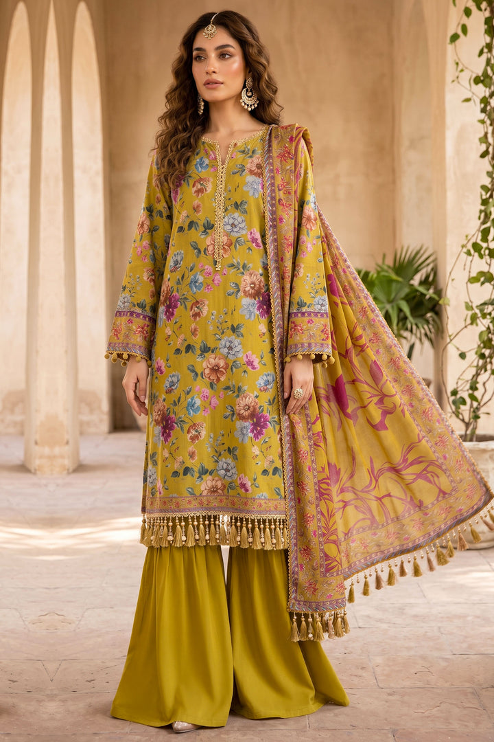 3 Piece Unstitched Olive Premium Lawn