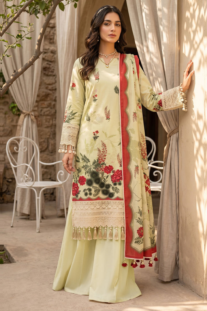 Peach Yellow 3 Piece Unstitched Premium Printed Lawn