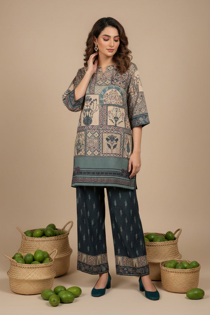 Feldgrau 2 Piece Unstitched Printed Cambric Co-Ord Set