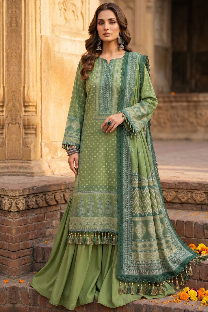 3 Piece Unstitched Green Premium Lawn