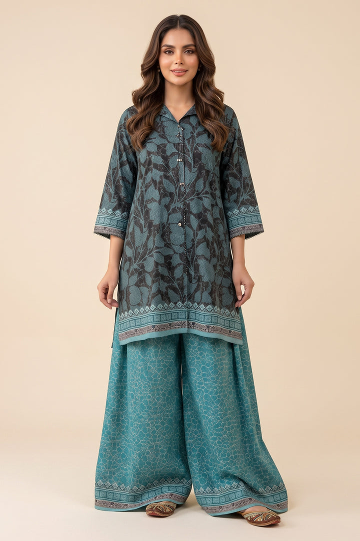 Pine Green 2 Piece Unstitched Printed Cambric Co-Ord Set