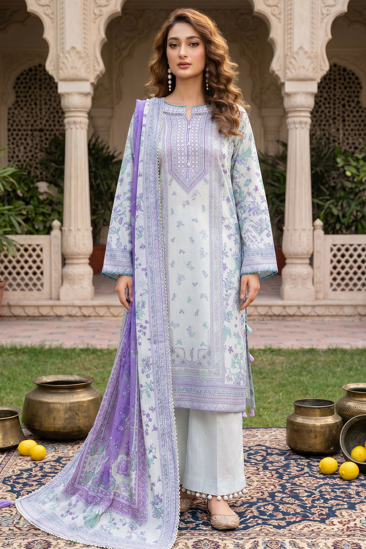 3 Piece Unstitched Violet Premium Lawn