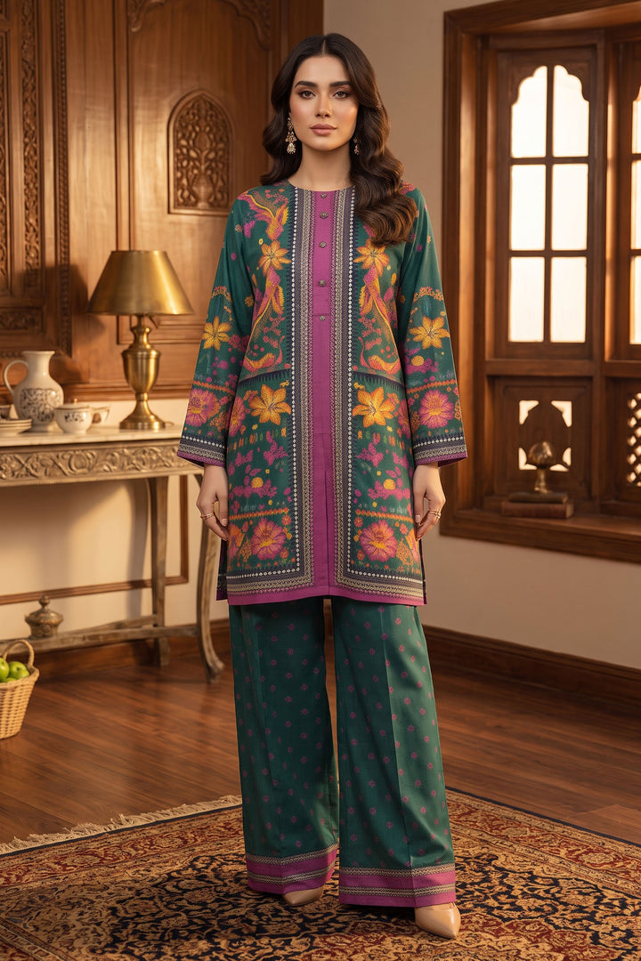 Green 2 Piece Unstitched Printed Cambric Co-Ord Set