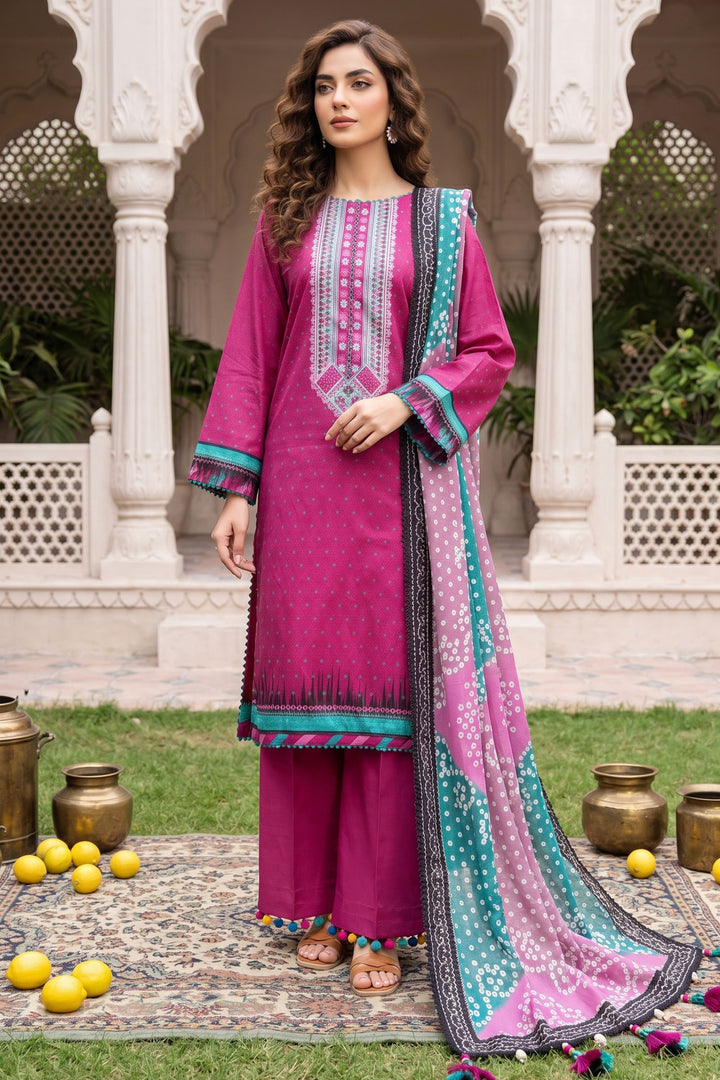 3 Piece Unstitched Plum Premium Lawn