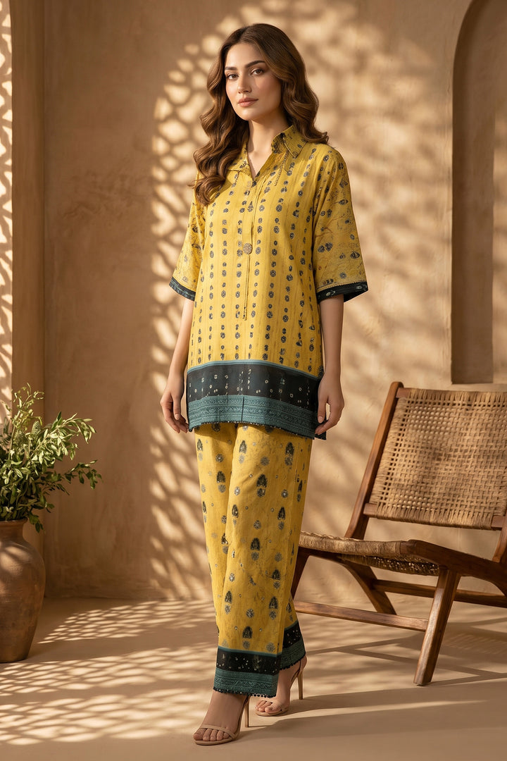 Goldenrod 2 Piece Unstitched Printed Cambric Co-Ord Set