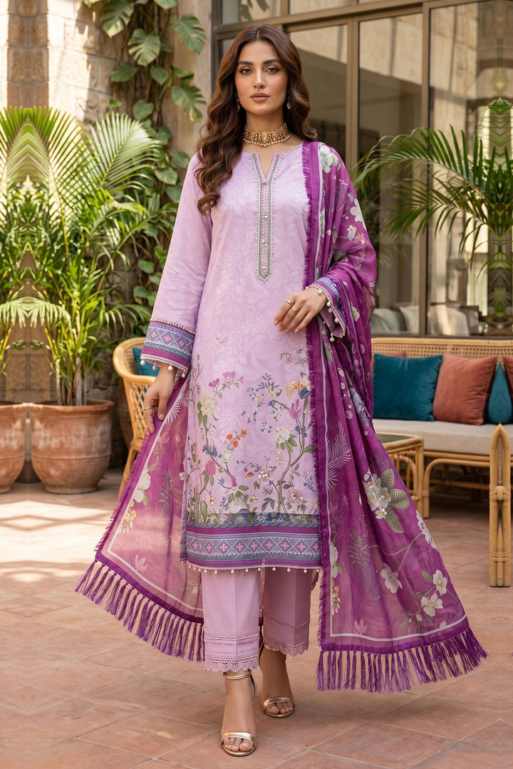 Lavender 3 Piece Unstitched Premium Printed Lawn