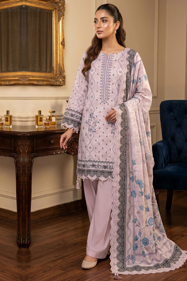 Light Pink 3 Piece Unstitched Premium Printed Lawn