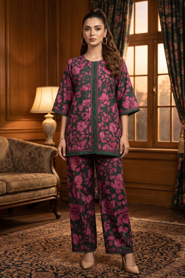Green 2 Piece Unstitched Printed Cambric Co-Ord Set