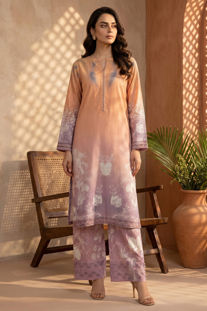 Persian Orange 2 Piece Unstitched Printed Cambric Co-Ord Set