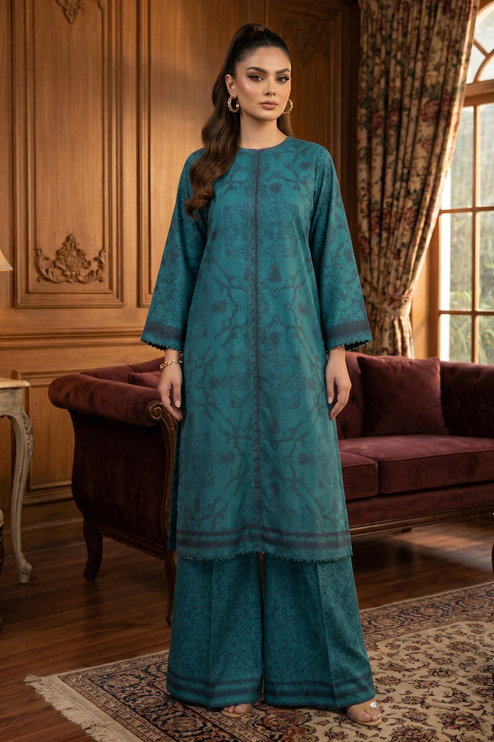Pine Green 2 Piece Unstitched Printed Cambric Co-Ord Set