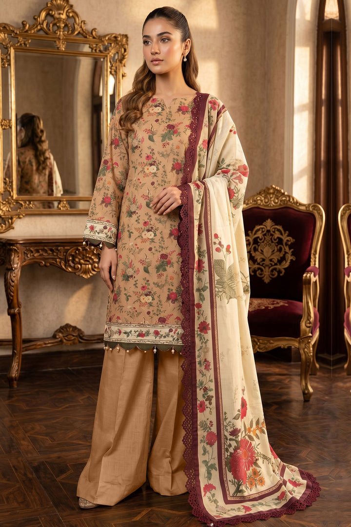 Caramel 3 Piece Unstitched Premium Printed Lawn