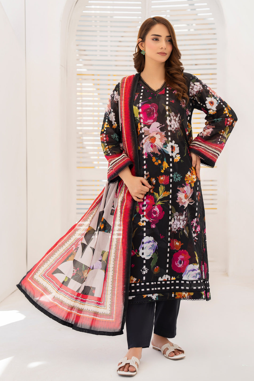 3 Piece Unstitched Chic Black Premium Lawn