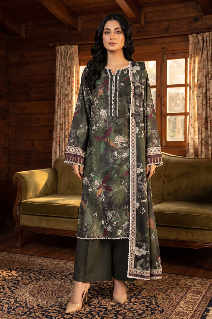3 Piece Unstitched Dark Green Premium Linen