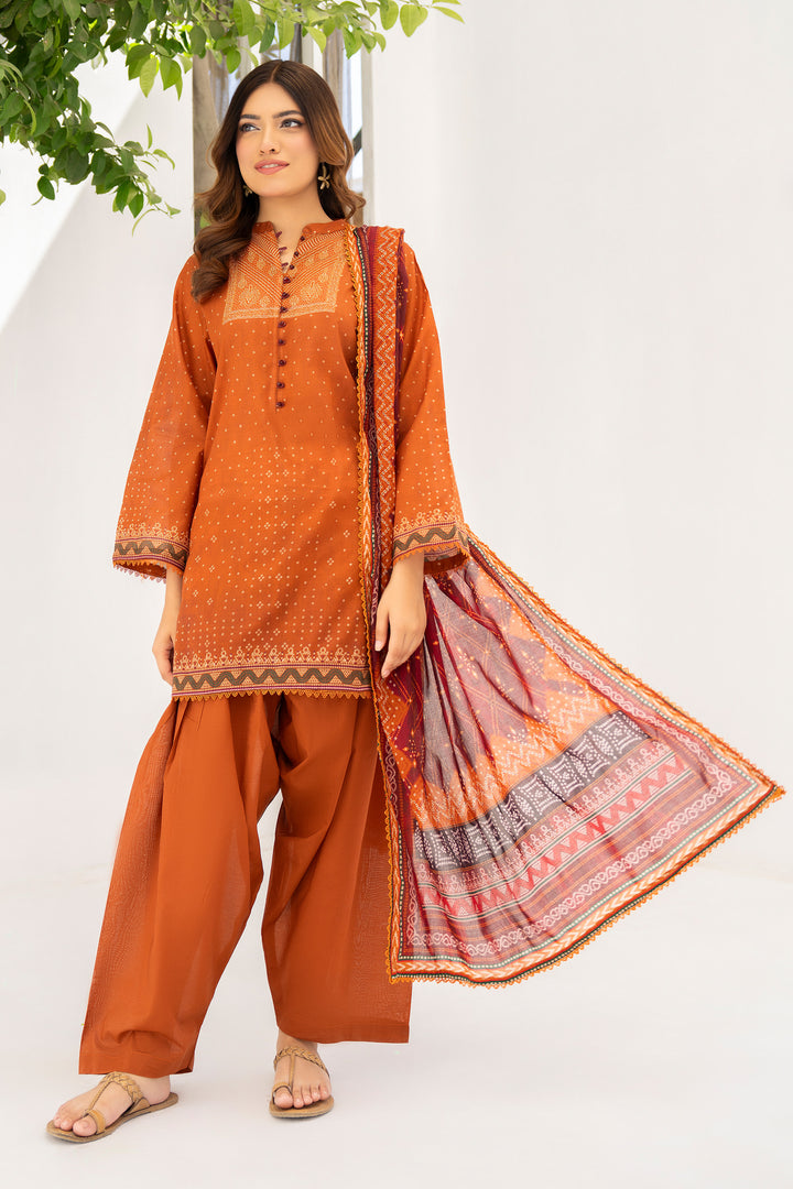 3 Piece Unstitched Pumpkin Premium Lawn