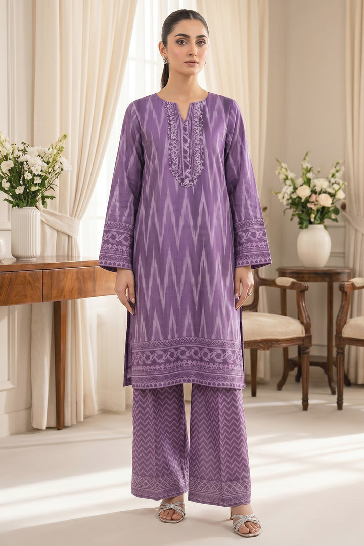 2 Piece Lavender Purple Unstitched Printed Cambric Co-Ord Set