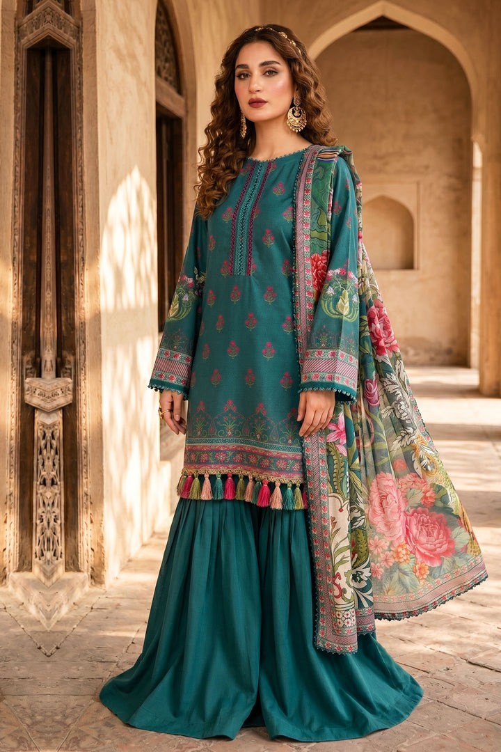 3 Piece Unstitched Sea Green Premium Lawn