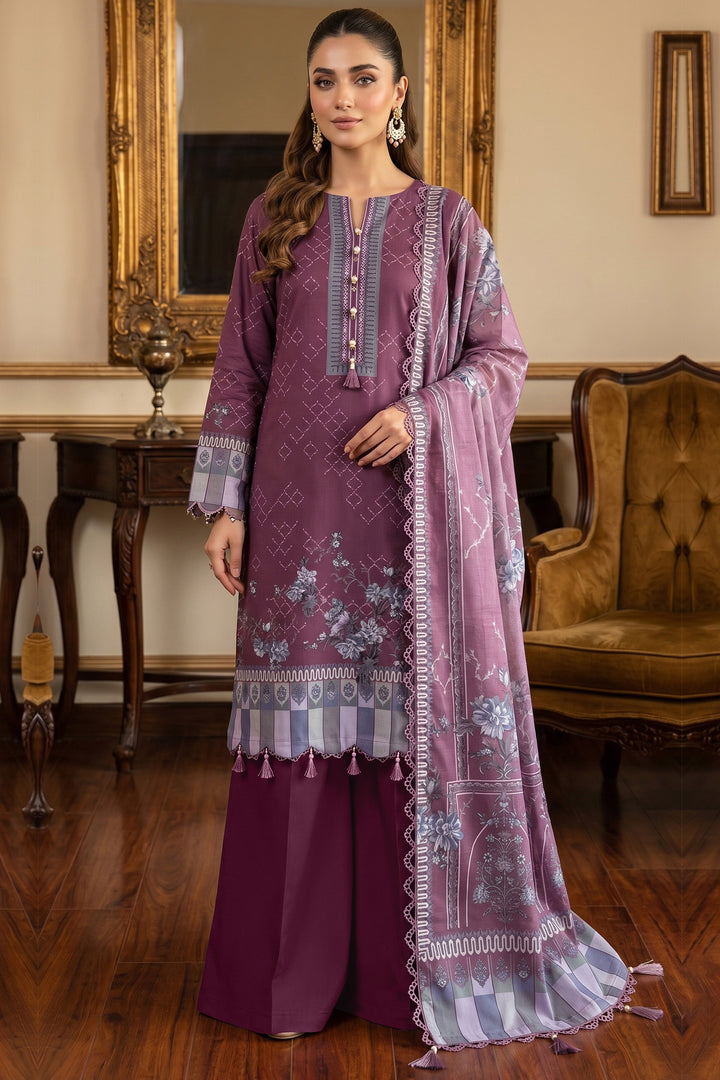 Plum 3 Piece Unstitched Premium Printed Lawn