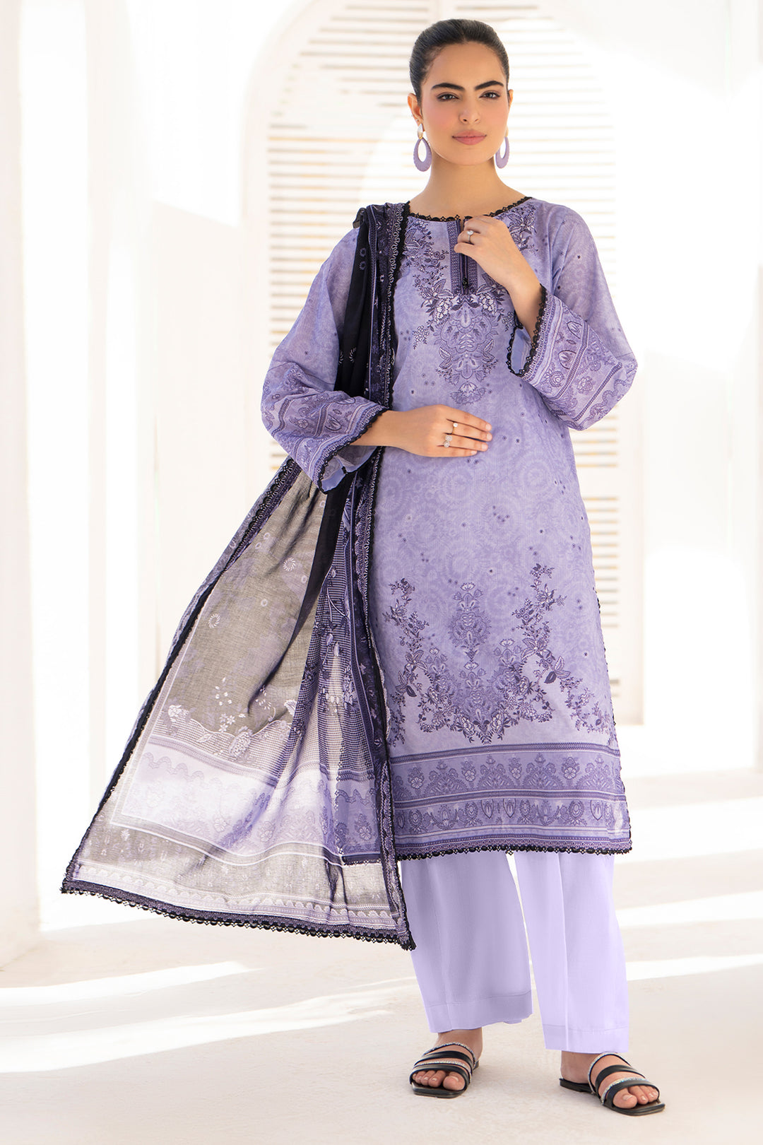 3 Piece Unstitched Lavender Premium Lawn