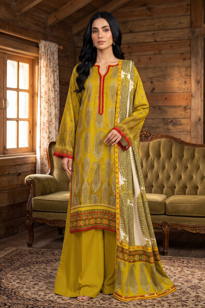 3 Piece Unstitched Olive Premium Linen