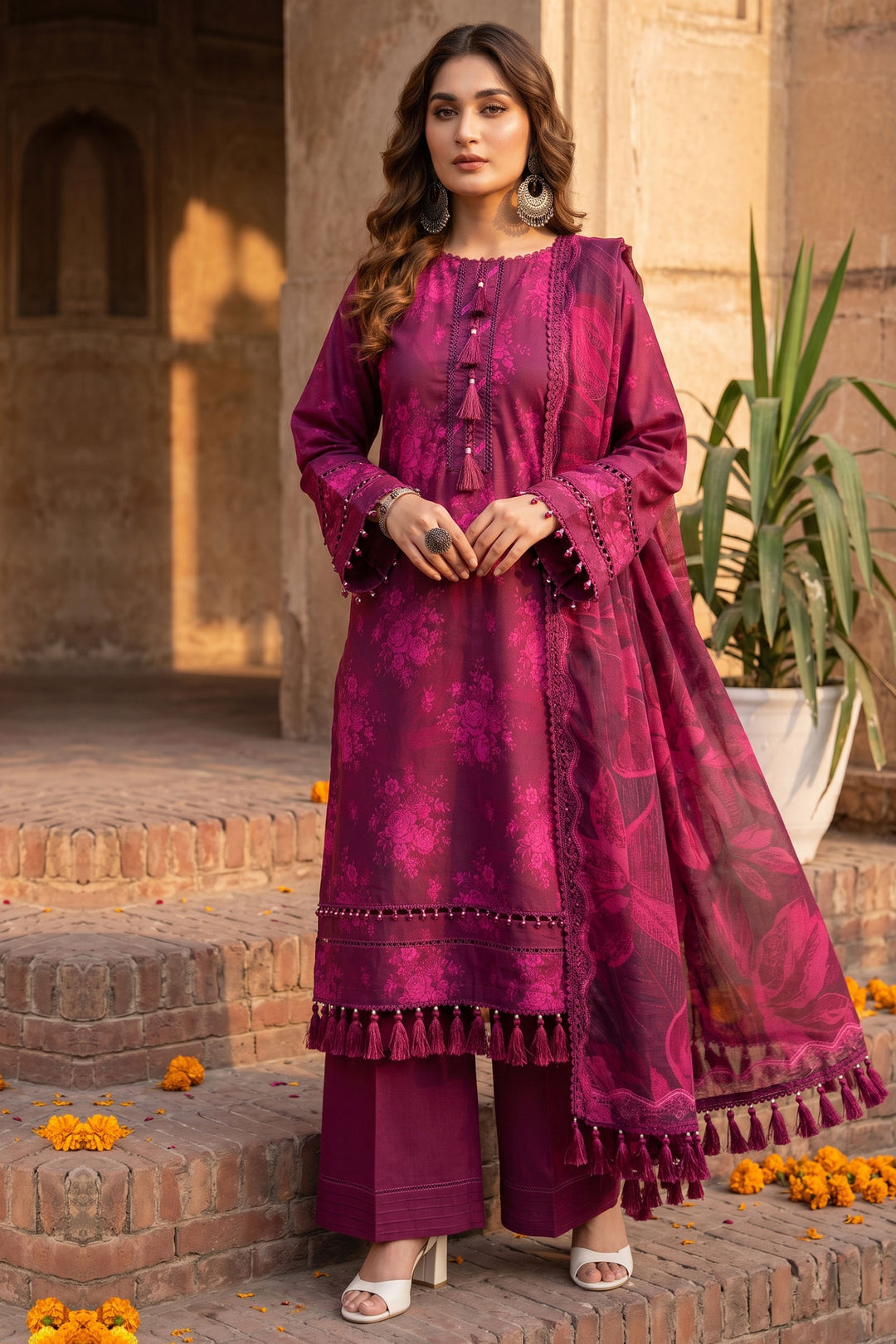 3 Piece Unstitched Plum Premium Lawn