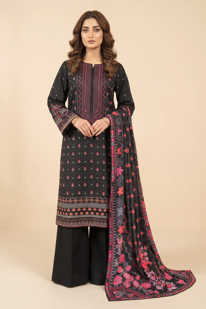 3 Piece Unstitched Black Premium Linen
